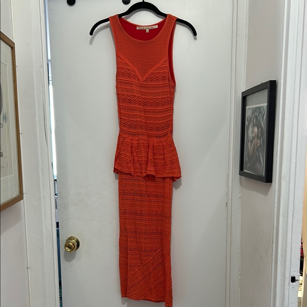 Elegant Orange Sleeveless Dress